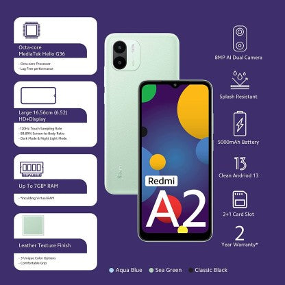REDMI A2 (AQUA BLUE, 64 GB)  (4 GB RAM)