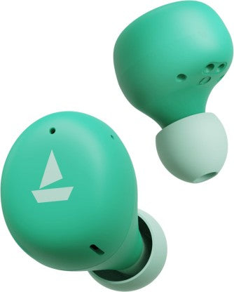 BOAT AIRDOPES 381 WITH UPTO 20 HOURS PLAYBACK AND ASAP CHARGE BLUETOOTH HEADSET (MINT GREEN, IN THE EAR)
