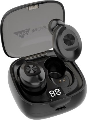 WECOOL MOONWALK M1 BLUETOOTH EARBUDS WITH 20 HOURS PLAY TIME AND DIGITAL DISPLAY CHARGING CASE, BLUETOOTH HEADSET WITH MIC, BLUETOOTH HEADPHONES (M1V2) BLUETOOTH HEADSET (BLACK, TRUE WIRELESS)