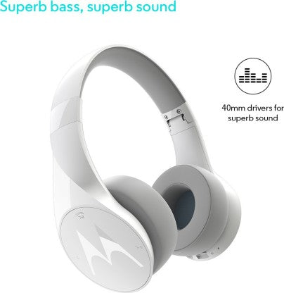 MOTOROLA PULSE ESCAPE WITH GOOGLE ASSISTANT BLUETOOTH HEADSET (WHITE, ON THE EAR)