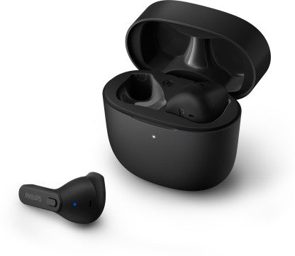 PHILIPS TAT2236BK TRUE WIRELESS (TWS EARBUDS) WITH IPX4 SPLASH-PROOF, 18HOURS PLAYTIME BLUETOOTH HEADSET (BLACK, TRUE WIRELESS)