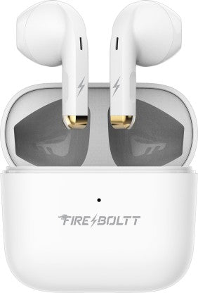FIRE-BOLTT FIRE PODS NINJA G201 EARBUDS TWS IWP HD CALLS, QUICK CHARGE 24HRS PLAYBACK BLUETOOTH HEADSET (WHITE, TRUE WIRELESS)