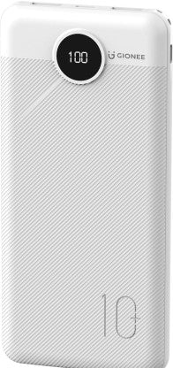 GIONEE 10000 MAH POWER BANK (18 W, FAST CHARGING) (WHITE, LITHIUM POLYMER)