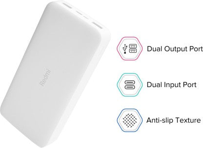 REDMI 20000 MAH POWER BANK (18 W, FAST CHARGING)  (WHITE, LITHIUM POLYMER)