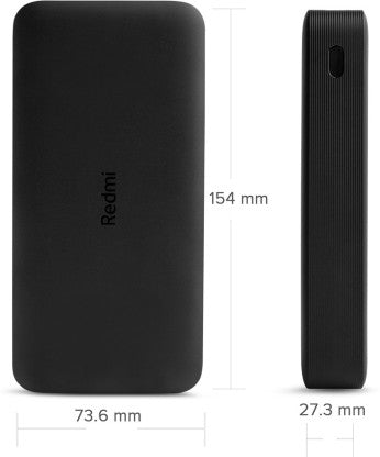 REDMI 20000 MAH POWER BANK (18 W, FAST CHARGING)  (BLACK, LITHIUM POLYMER)