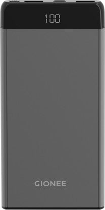 GIONEE 10000 MAH POWER BANK (15 W, FAST CHARGING) (GREY/GUN METAL GREY, LITHIUM POLYMER)