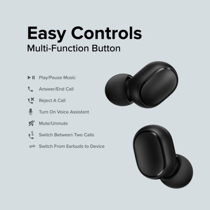 REDMI EARBUDS 2C TRULY WIRELESS EARBUDS WITH BLUETOOTH 5.0, UPTO 12 HRS PLAYBACK BLUETOOTH HEADSET  (BLACK, TRUE WIRELESS)