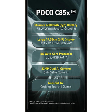 Poco C85x 5G | 1 Year Warranty