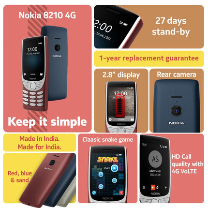 NOKIA 8210 4G, DUAL SIM KEYPAD PHONE (BLUE) [Activated] [GRADE A]