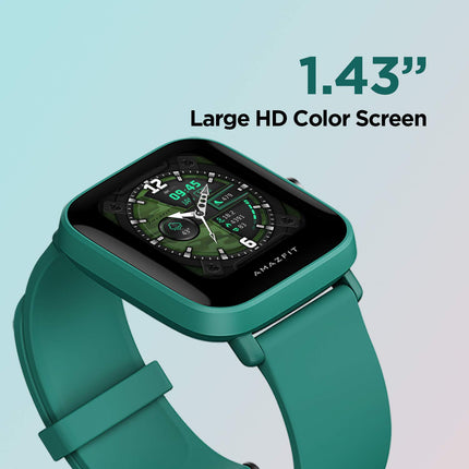 Brand New, Amazfit Bip U Smart Watch, SpO2 & Stress Monitor, 1.43 inch (3.6 cm) HD Color Display, 60+ Sports Modes, Breathing Training, 50+ Watch Faces (Green)