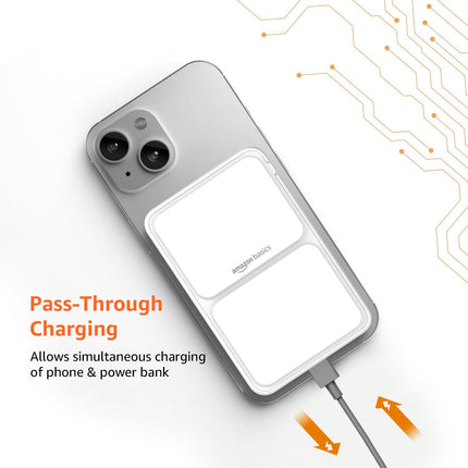 AMAZON BASICS 10000MAH 20W FAST CHARGING POWER BANK (15W WIRELESS OUTPUT, WHITE) [Activated] [GRADE A]
