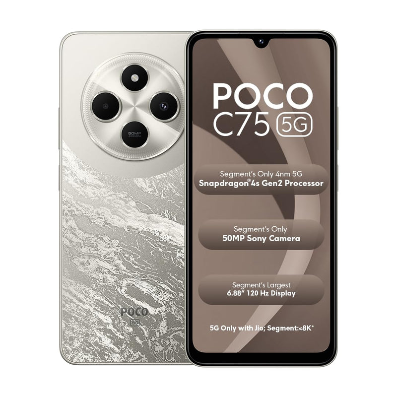 POCO C75 5G (SILVER STARDUST, 4GB RAM, 128GB STORAGE)
