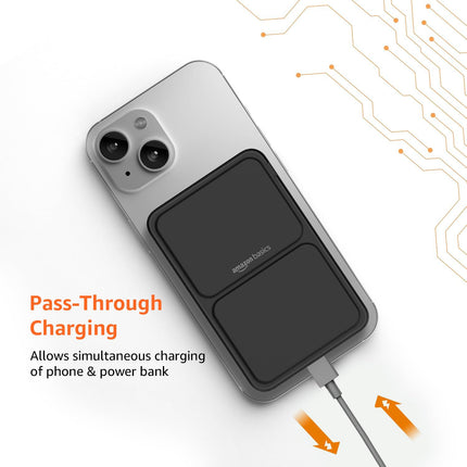 AMAZON BASICS 10000MAH 20W FAST CHARGING POWER BANK (15W WIRELESS OUTPUT, BLACK) [Activated] [GRADE A]