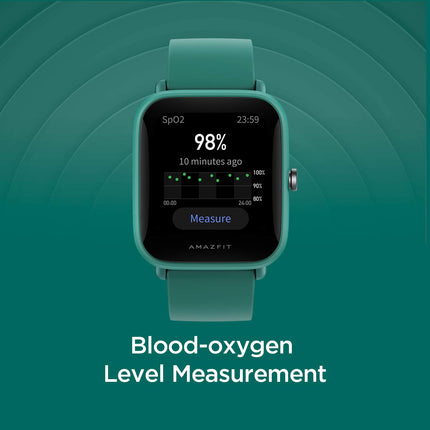 Brand New, Amazfit Bip U Smart Watch, SpO2 & Stress Monitor, 1.43 inch (3.6 cm) HD Color Display, 60+ Sports Modes, Breathing Training, 50+ Watch Faces (Green)