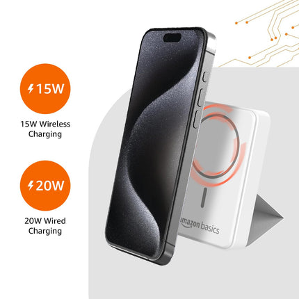 AMAZON BASICS 10000MAH 20W FAST CHARGING POWER BANK (15W WIRELESS OUTPUT, WHITE) [Activated] [GRADE A]