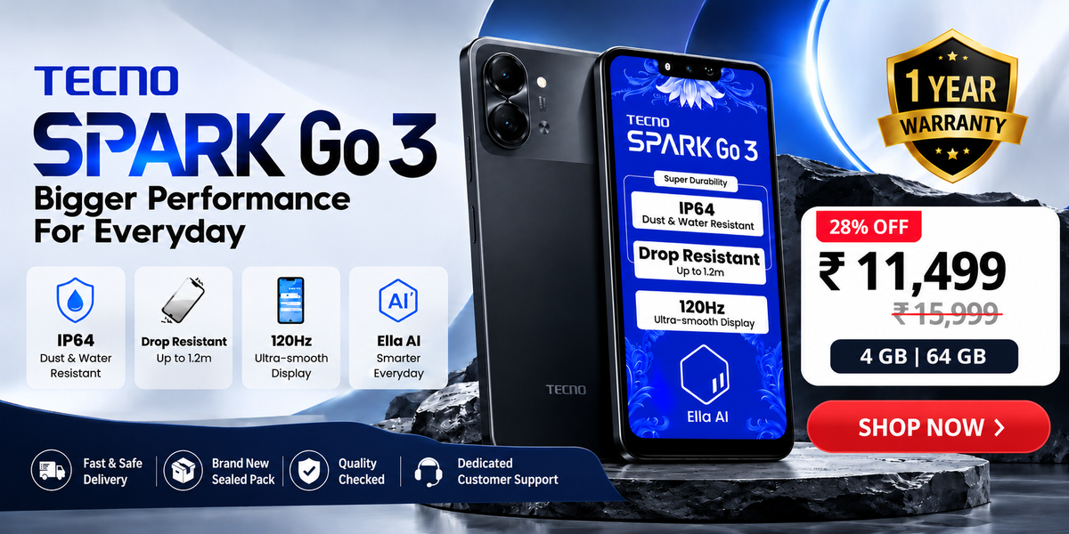 Tecno Spark GO 3 – drop resistant, IP64, 5000mAh battery, 1 year warranty