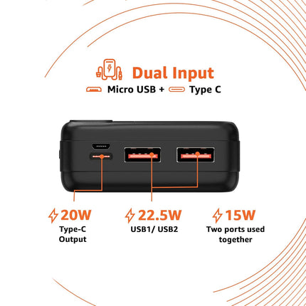 AMAZON BASICS 20000MAH (22.5W POWER BANK, BLACK) [Activated] [GRADE A]