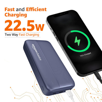 AMAZON BASICS 20000MAH POWER BANK (22.5W FAST CHARGING, DARK BLUE) [Activated] [GRADE A]
