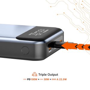 AMAZON BASICS 20000MAH POWER BANK TRIPLE OUTPUT (PD100W PLUS 30W, GREY) [Activated] [GRADE A]