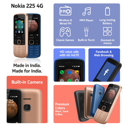 NOKIA 225 4G, DUAL SIM KEYPAD PHONE (BLUE) [Activated] [GRADE A]