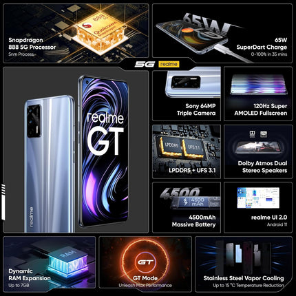 REALME GT 5G (DASHING SILVER, 8 GB RAM, 128 GB STORAGE)