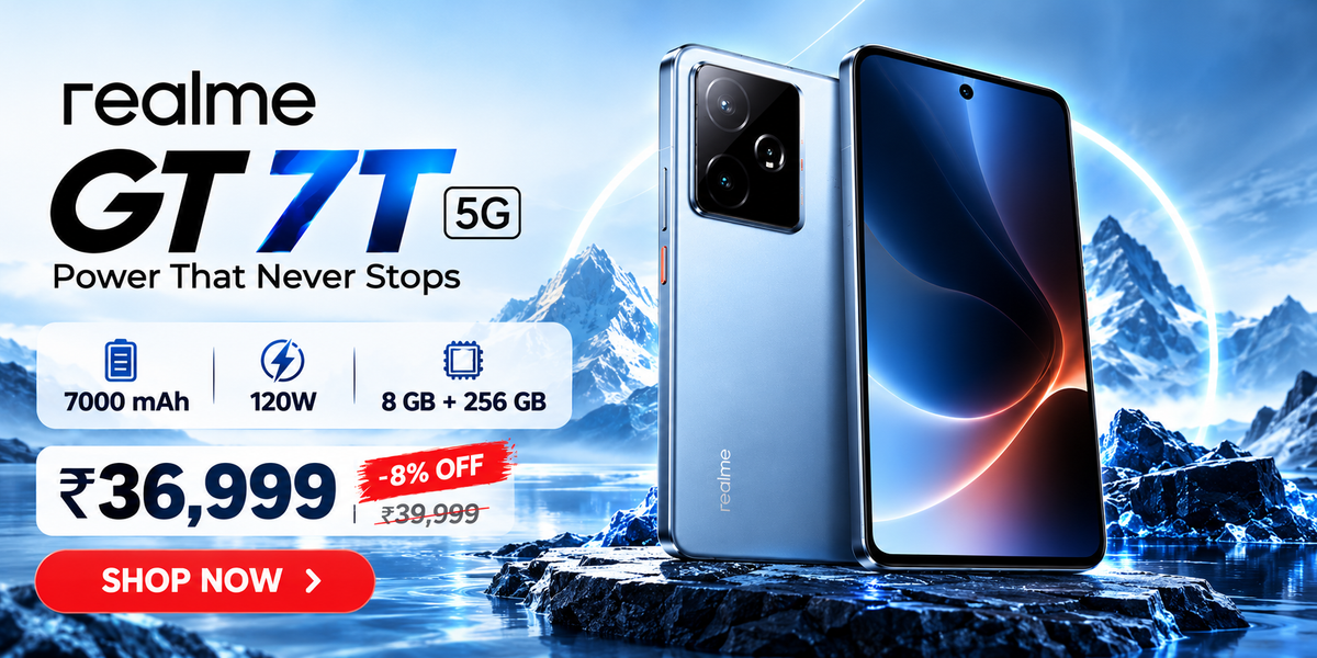 realme GT 7T 5G – 7000mAh, 120W charging, 8GB + 256GB