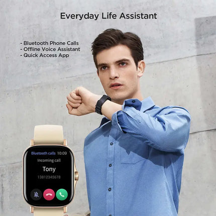 Amazfit GTS 2 1.65-inch HD AMOLED, Bluetooth Phone Calls,SpO2, Stress,Heart Rate & Sleep Smartwatch Desert Gold