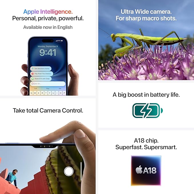 iPhone 16 Plus 256 GB: 5G Mobile Phone with Camera Control, A18 Chip and a Big Boost in Battery  White { Open Box }