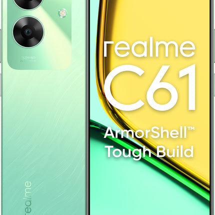 Realme C61 Safari Green 4 GB RAM 64 GB smartphone front view – SaarBazaar
