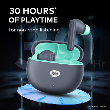 Itel Earbuds Rhythm with 30 Hours Play Time, Bluetooth 5.3, 2 Mic ENC, IPX5 Bluetooth Headset (True Wireless) | Open Box | 1 Year Warranty - SAARBazaar