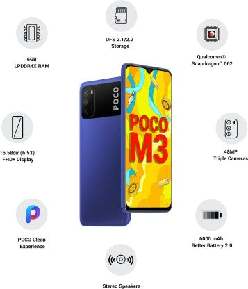 POCO M3 (COOL BLUE, 64 GB)  (6 GB RAM) [Activated] [GRADE C]
