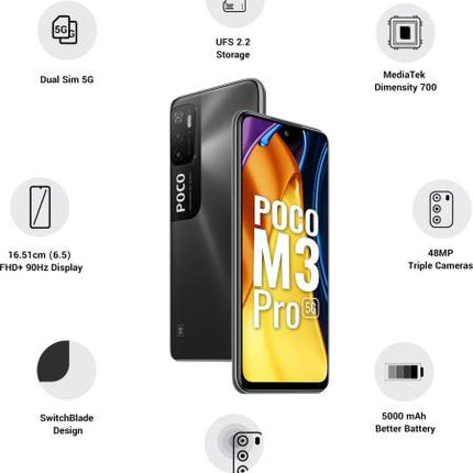 POCO M3 PRO 5G (POWER BLACK, 128 GB)  (6 GB RAM)[Like New]