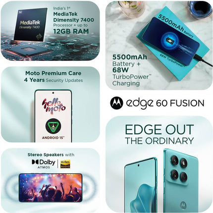 MOTOROLA EDGE 60 FUSION 5G (PANTONE AMAZONITE, 8 GB RAM, 256 GB STORAGE) - SAARBazaar