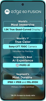 MOTOROLA EDGE 60 FUSION 5G (PANTONE AMAZONITE, 8 GB RAM, 256 GB STORAGE) - SAARBazaar