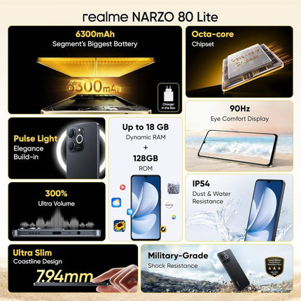 REALME NARZO 80 LITE 4G (OBSIDIAN BLACK, 4GB RAM, 64GB STORAGE)