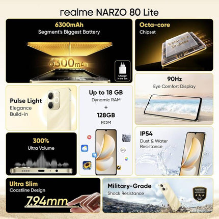 REALME NARZO 80 LITE 4G (BEACH GOLD, 4GB RAM, 64GB STORAGE)