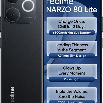 REALME NARZO 80 LITE 4G (OBSIDIAN BLACK, 4GB RAM, 64GB STORAGE)