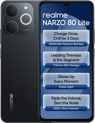 REALME NARZO 80 LITE 4G (OBSIDIAN BLACK, 4GB RAM, 64GB STORAGE)