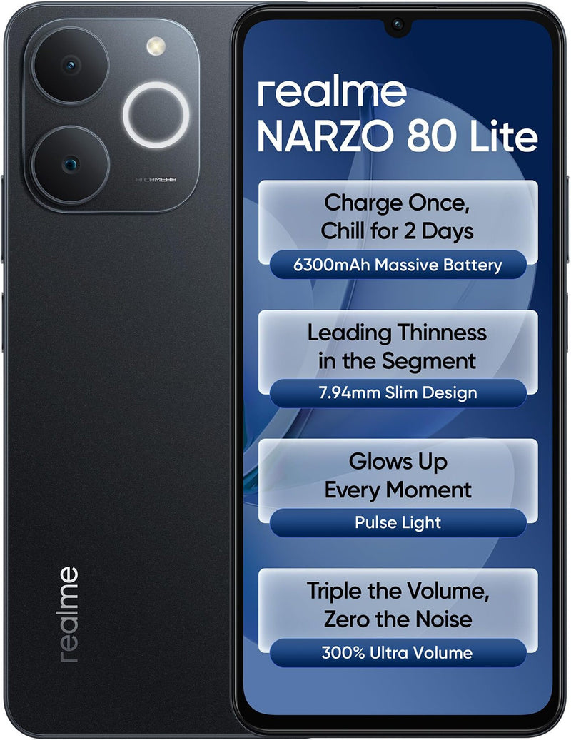 REALME NARZO 80 LITE 4G (OBSIDIAN BLACK, 4GB RAM, 64GB STORAGE)