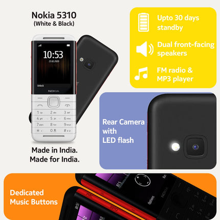 Nokia 5310 Dual SIM Keypad Phone with MP3 Player | Open Box | 1 Year Warranty - SAARBazaar