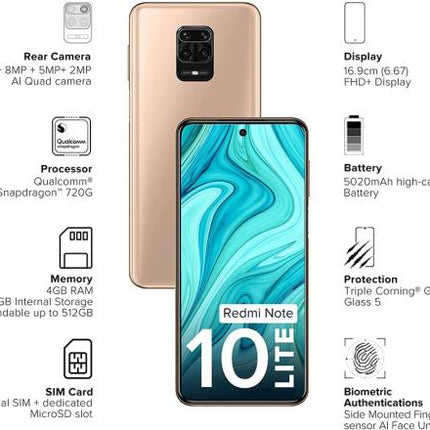 REDMI NOTE 10 LITE (CHAMPAGNE GOLD, 64 GB)  (4 GB RAM) [Activated] [GRADE C]