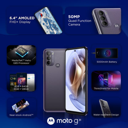 MOTOROLA G31 (MIX COLOUR, 4GB RAM, 64GB STORAGE) [Open Box] [GRADE A]