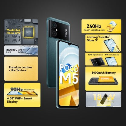 POCO M5 (ICY BLUE, 64 GB)  (4 GB RAM) [Activated] [GRADE A]