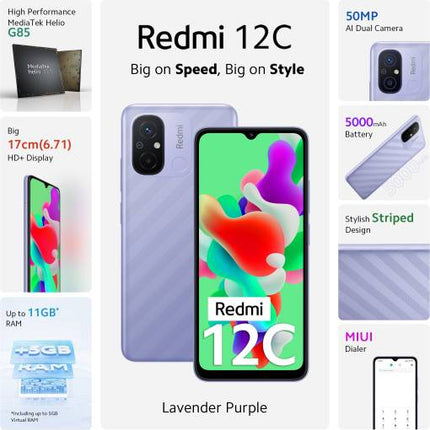 REDMI 12C (LAVENDER PURPLE, 128 GB)  (4 GB RAM) [Activated] [GRADE B]