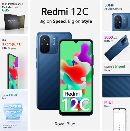 REDMI 12C (ROYAL BLUE, 64 GB)  (4 GB RAM) [Activated] [GRADE B]