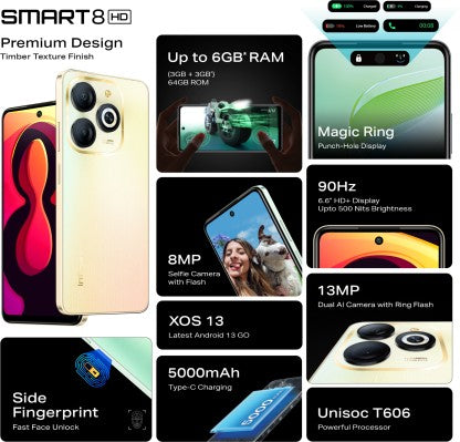 INFINIX SMART 8 HD (SHINY GOLD, 64 GB)  (3 GB RAM)