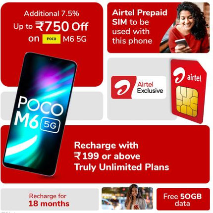 POCO M6 5G - LOCKED WITH AIRTEL PREPAID (ORION BLUE, 128 GB)  (4 GB RAM) [Activated] [GRADE B]