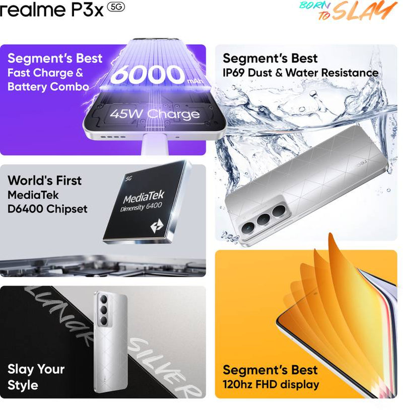 REALME P3X 5G (LUNAR SILVER, 6GB RAM, 128GB STORAGE)