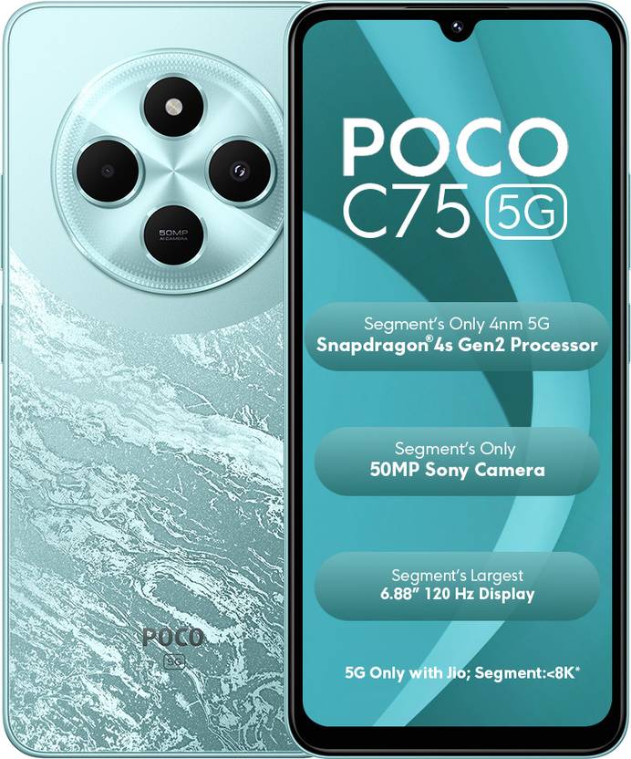 POCO C75 5G  (AQUA BLISS, 4GB RAM, 64GB STORAGE)