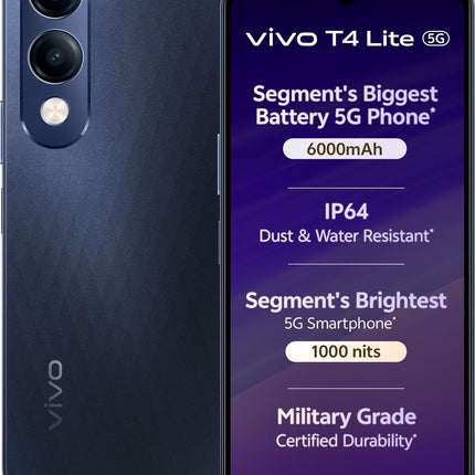 VIVO T4 LITE 5G (PRISM BLUE, 6GB RAM, 128GB STORAGE)